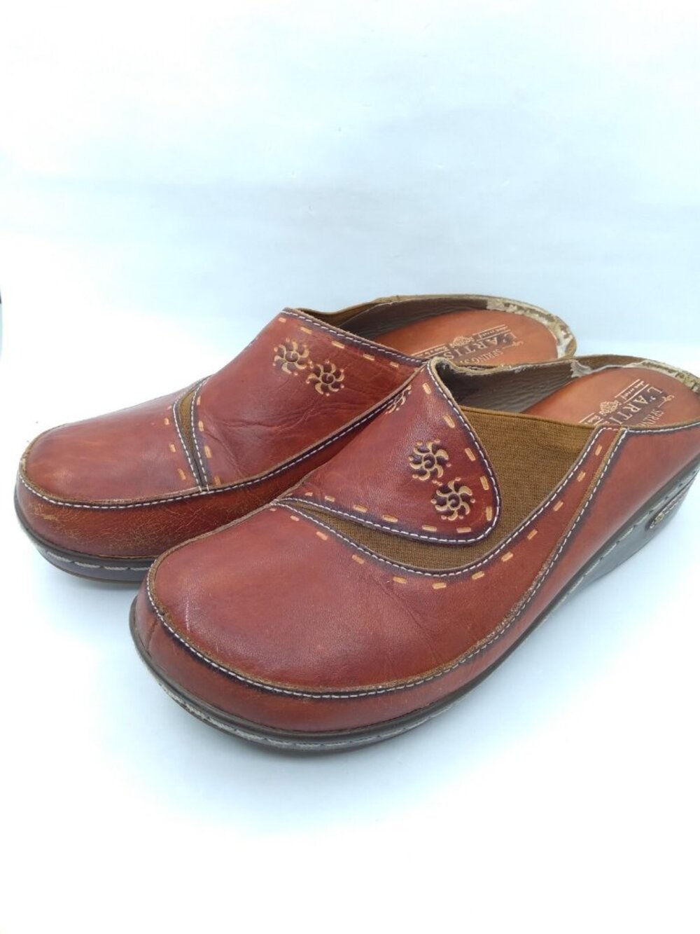 L'Artiste by Spring Step Women's Chino Brown Leather Clogs SlipOn Shoes 40 US 9